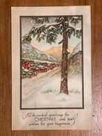 Amerikaanse Kerstkaart met Besneeuwd Landschap 1920, Diversen, Kerst, Ophalen of Verzenden, Gebruikt