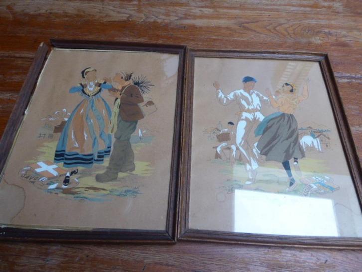 2 waterverfschilderijen, E. Maudy (2), Antiek en Kunst, Antiek | Woonaccessoires, Ophalen of Verzenden