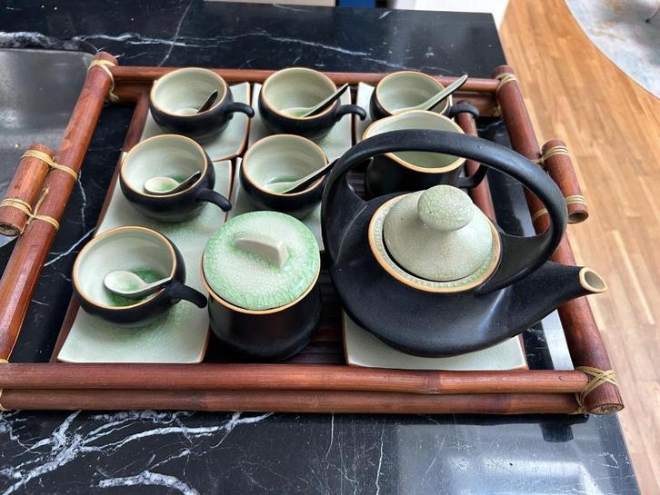 Theeset, Huis en Inrichting, Keuken | Servies, Zo goed als nieuw, Compleet servies, Overige stijlen, Aardewerk, Ophalen