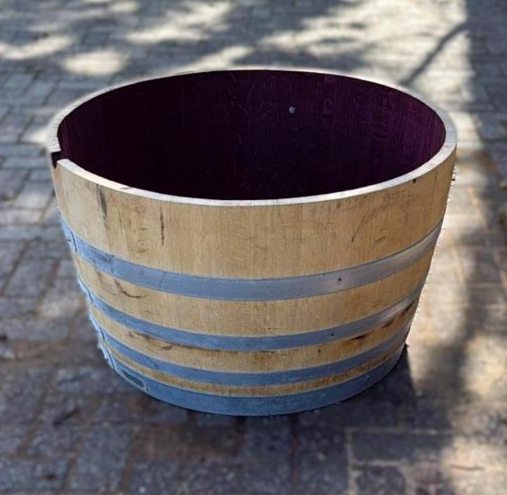 Groot half wijnvat 200L vat - Eikenhout - Bloembak - Vijver, Tuin en Terras, Bloembakken en Plantenbakken, Nieuw, Hout, Tuin, 30 tot 60 cm