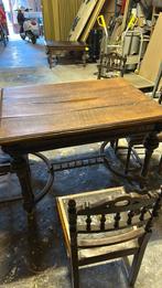 Antieke eiken eettafel met 4 stoelen – karaktervol set, Ophalen
