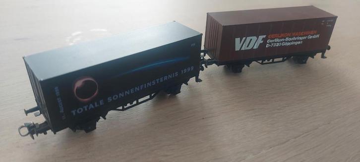 Märklin DB containerwagens VDF en Sonnenfinsternis 1999., Hobby en Vrije tijd, Modeltreinen | H0, Zo goed als nieuw, Wagon, Wisselstroom