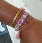 Armbanden setje van 3 Pink Miyuki -Message- Lila, Sieraden, Tassen en Uiterlijk, Armbanden, Overige materialen, Verzenden, Nieuw