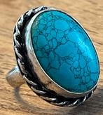 Ring Zilver Turkoois Turquoise, Sieraden, Tassen en Uiterlijk, Ringen, 18 tot 19, Ophalen of Verzenden, Dame, Zilver