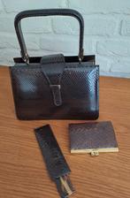 Bruine #handtas slangenleer,#vintage tasje incl. asseccoires, Ophalen of Verzenden, Zo goed als nieuw, Bruin, Avondtasje