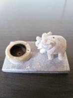 Stenen wierrookhoudertje met olifant, Overige materialen, Nieuw, Ophalen of Verzenden, Crème