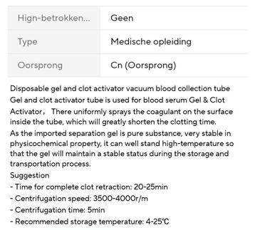 Prp behandeling tube  beschikbaar voor biedingen
