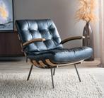 Prachtige leren fauteuil retro model zgan, Huis en Inrichting, Fauteuils, Ophalen, Retro, japandi, Zo goed als nieuw, 50 tot 75 cm