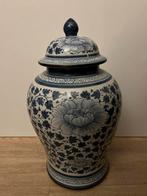 Chinese stijl Blauwe Vaas met Deksel modern, Antiek en Kunst, Antiek | Vazen, Ophalen of Verzenden