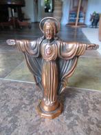 Jezus Beeld op voetstuk hoog 20 cm gegoten brons € 35, Antiek en Kunst, Antiek | Religie, Ophalen of Verzenden