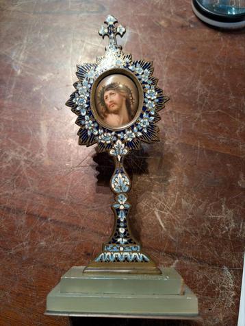 Antieke Cloisonne houder Jezus 23 cm hoog €165. beschikbaar voor biedingen