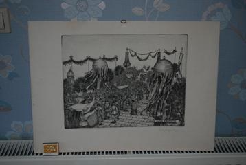 Dag van de Arbeid - 1 Mei Viering - Boedapest Gesigneerd Ets beschikbaar voor biedingen