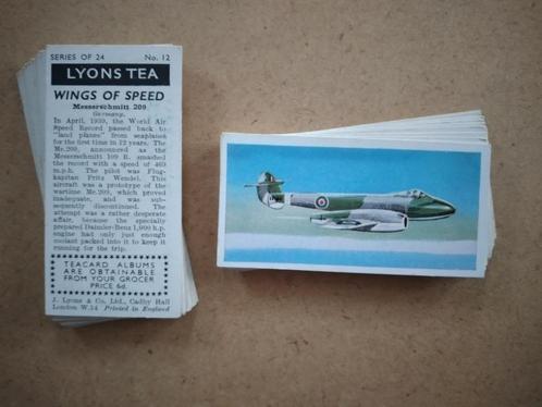 Wings of Speed complete set 24 tea cards vliegtuigen 1960, Verzamelen, Luchtvaart en Vliegtuigspotten, Overige typen, Ophalen of Verzenden