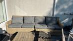 Pure Loungeset riet beige bruin outdoor bank grijze kussens, Ophalen, Gebruikt, Wicker, Bank
