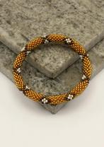 Glaskralen armband - wit, paars en goud - RB114, Overige materialen, Overige kleuren, Verzenden, Nieuw