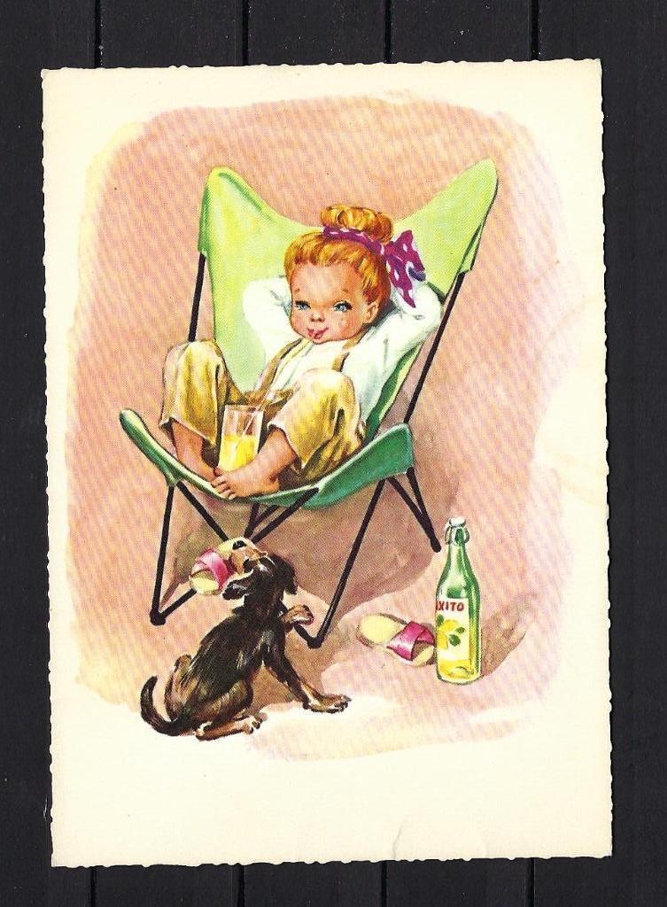 709 kind in stoel met hondje, Verzamelen, Ophalen of Verzenden, 1980 tot heden, Gelopen, Kinderen