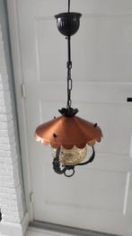 Vintage hanglamp metaal glas, Huis en Inrichting, Lampen | Hanglampen, Gebruikt, Ophalen of Verzenden, 50 tot 75 cm, Glas