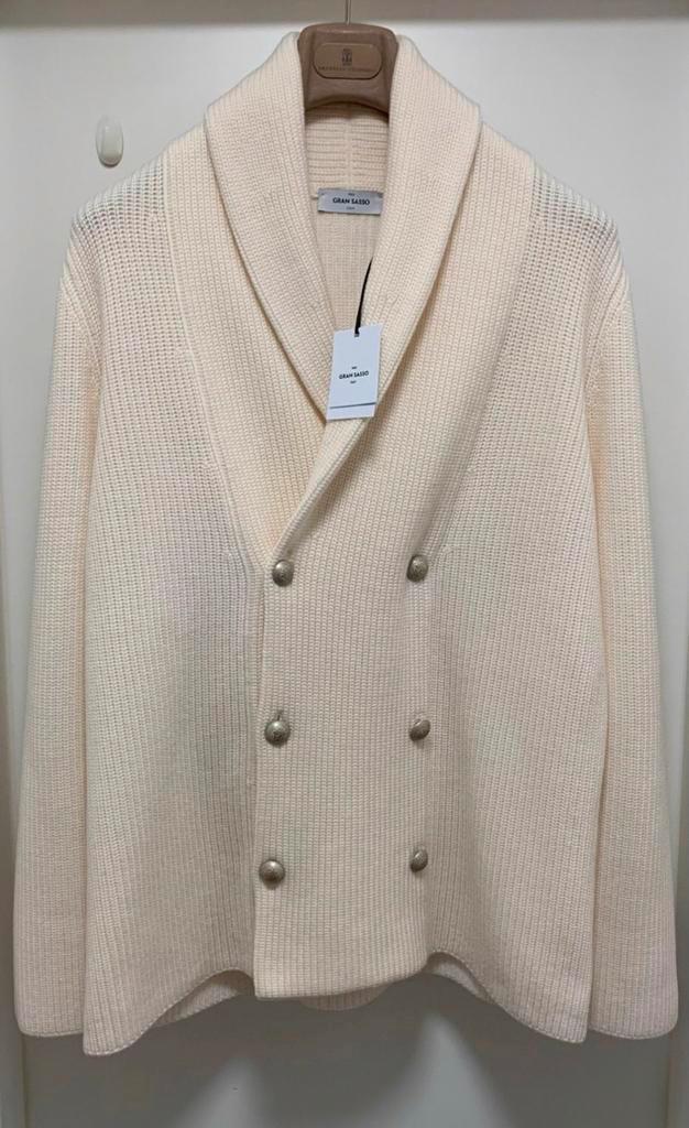 Gran Sasso - Wool Cardigan - XL, Kleding | Heren, Jassen | Winter, Nieuw, Maat 56/58 (XL), Wit, Verzenden