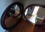 2 spiegels in ovalen eikenhouten lijsten., Gebruikt, Ophalen of Verzenden, Minder dan 100 cm, Ovaal