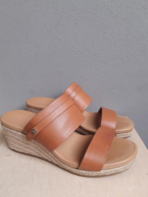 ZGAN-UGG/EBELE- sleehak instapper-mt36/37- bruin leer, Kleding | Dames, Schoenen, Zo goed als nieuw, Instappers, Bruin, Ophalen of Verzenden