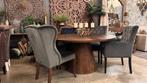 New vintage walnut ronde eettafel massieve tafel rond 150 cm, Nieuw, Rond, Ophalen, Vijf personen of meer