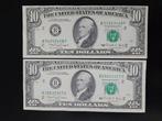 2x 10 dollars USA 1990 jaar aUNC set, Ophalen of Verzenden, Noord-Amerika, Setje