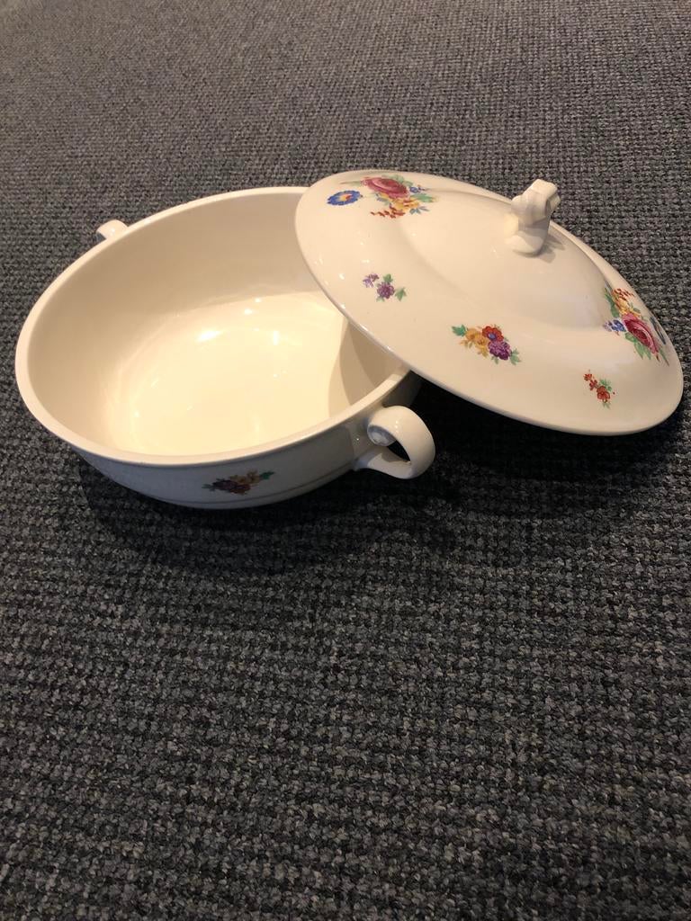 Porseleinen Soep Tureen Set met Deksel & Pollepel 1800ML Witte