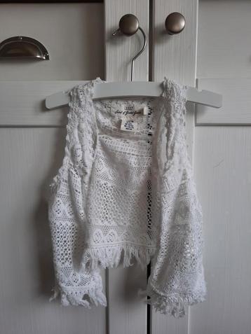 H&M Ibiza Boho Broderie Witte Kanten Gilet Hesje 110-116 beschikbaar voor biedingen