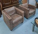2 lekkere leren fauteuils, Huis en Inrichting, Fauteuils, Ophalen, Gebruikt, Stoer, 50 tot 75 cm