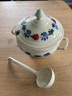 Boerenbont soepterrine met lepel, Huis en Inrichting, Keuken | Servies, Ophalen, Gebruikt, Overige typen, Aardewerk