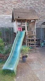 houten speelhuis met glijbaan, Kinderen en Baby's, Speelgoed | Buiten | Speelhuisjes, Ophalen, Gebruikt, Hout
