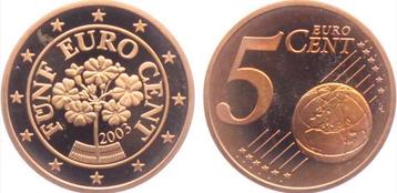 5 Eurocent OOSTENRIJK 2003 ~ zeldzaam muntje beschikbaar voor biedingen