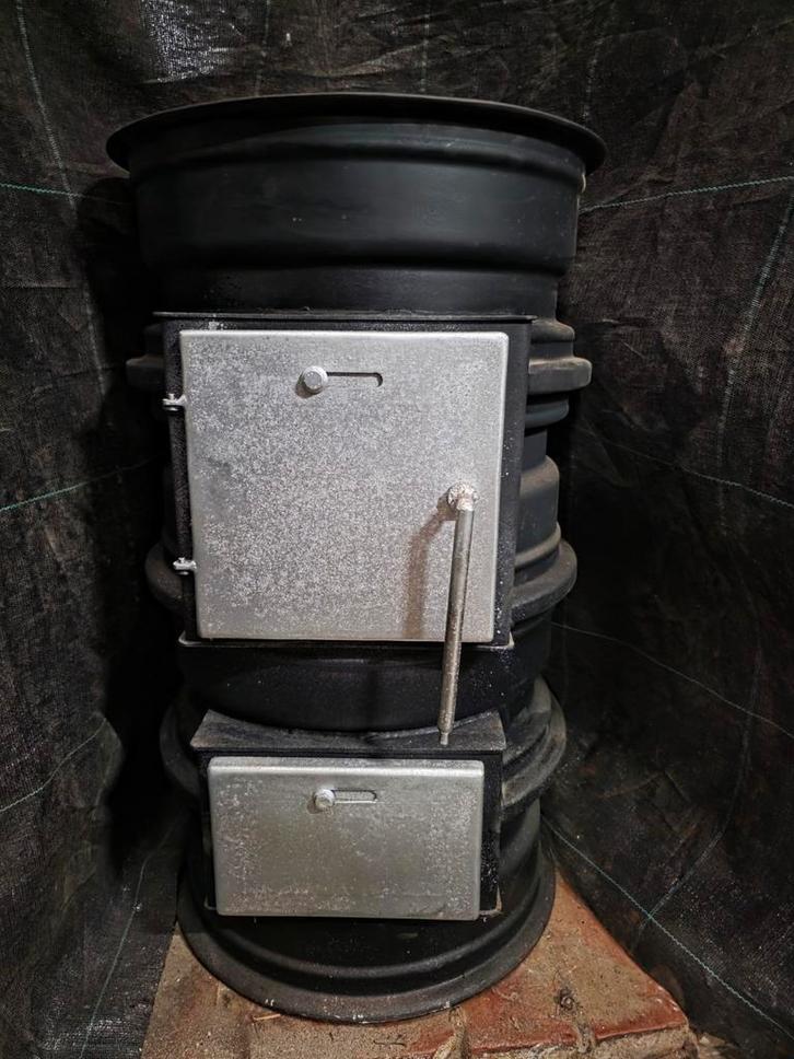 Houtkachel kachel werkplaats schuur velgen autovelgen, Huis en Inrichting, Kachels, Zo goed als nieuw, Vrijstaand, Houtkachel