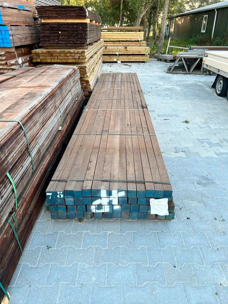 Hardhouten Paal 70x70 mm - 550 cm, Tuin en Terras, Palen, Balken en Planken, Nieuw, Ophalen of Verzenden