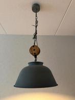 Metalen hanglamp met houten klos, Ophalen, Zo goed als nieuw, Minder dan 50 cm
