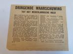 Luchtpamflet ww2  - Waarschuwing bombardement geallieerden, Ophalen of Verzenden, Overige soorten, Nederland, Boek of Tijdschrift