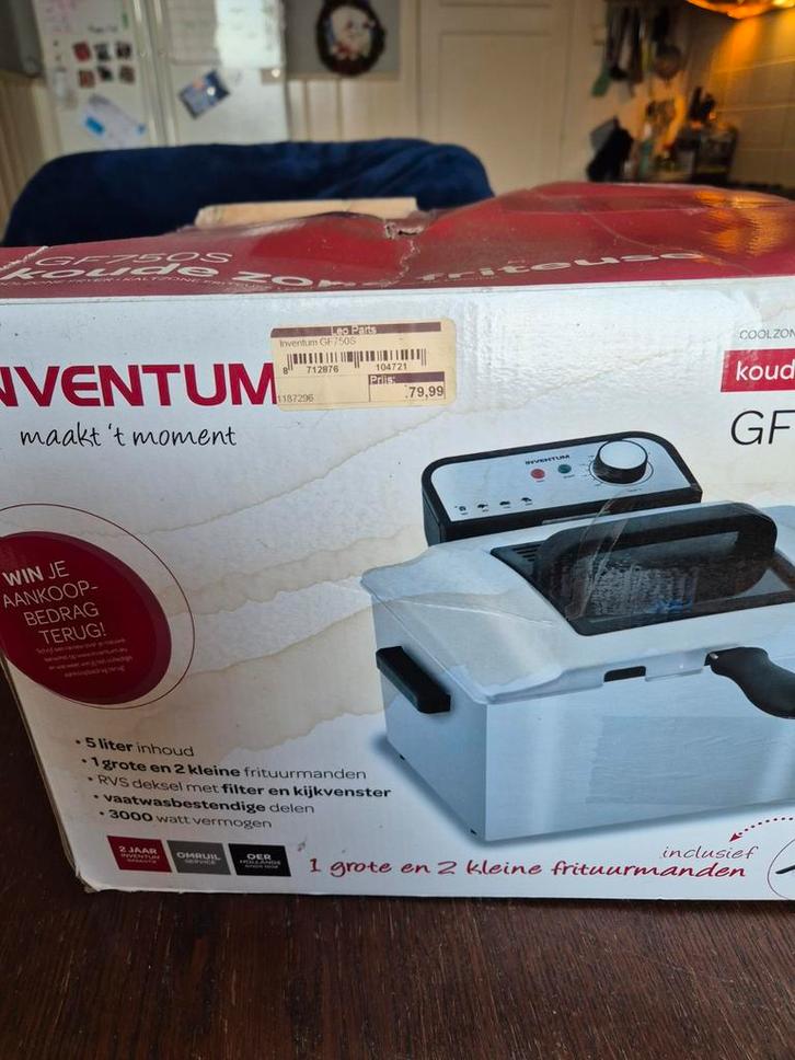 Inventum GF750S Friteuse -  nieuw!, Witgoed en Apparatuur, Frituurpannen, Nieuw, 3 tot 4 liter, Duo-friteuse, Uitneembare binnenpan