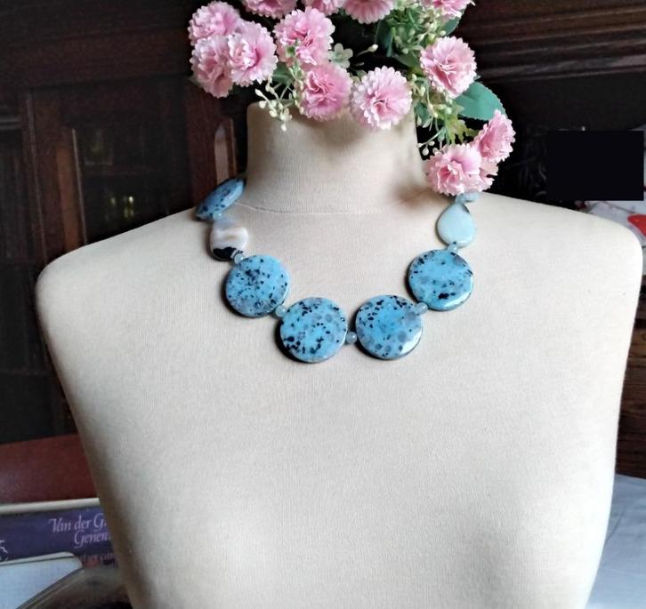 Jaspis Zeldzaam Blauw BIG Ketting Amulet Beschermende Steen, Sieraden, Tassen en Uiterlijk, Edelstenen, Zo goed als nieuw, Ophalen of Verzenden