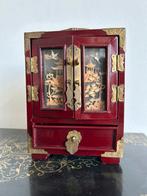 Chinees lakwerk juwelenkastje met diorama deurtjes, Verzenden