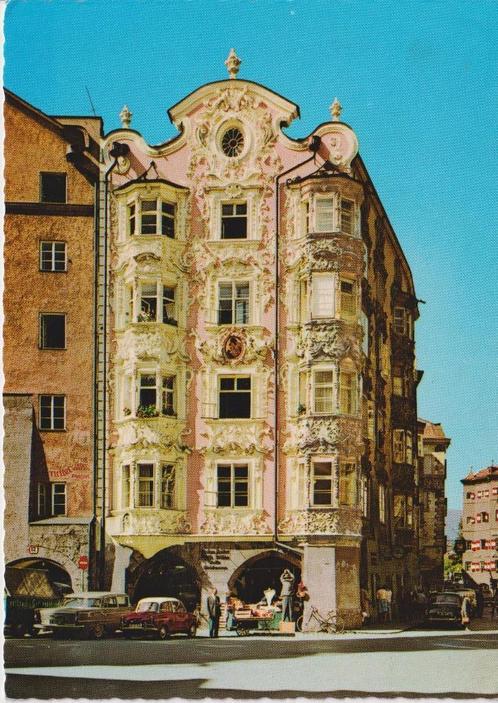 Oostenrijk, Innsbruck , auto's, NSU Prinz 30, Opel Kapitan, Verzamelen, Ansichtkaarten | Buitenland, Gelopen, Oostenrijk, Ophalen of Verzenden