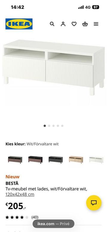 Ikea Besta tv-meubel wit 120x42x48 - afbeelding 5