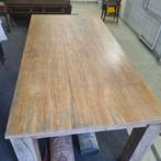zware  houten tafel voor binnen of buiten., Ophalen, 200 cm of meer, 50 tot 100 cm, Zo goed als nieuw