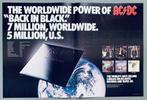AC/DC 1981 originele Advertentie BACK IN BLACK 55cm x 37cm, Gebruikt, Ophalen of Verzenden, Poster, Artwork of Schilderij