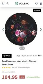 Vloerkleed bloemen rond, Huis en Inrichting, Ophalen, Zwart, Rond, 200 cm of meer