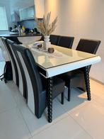 Luxe eettafel 6 personen. Met extra’s. Bieden, Huis en Inrichting, Complete eetkamers, Ophalen, Zo goed als nieuw, 4 tot 6 stoelen