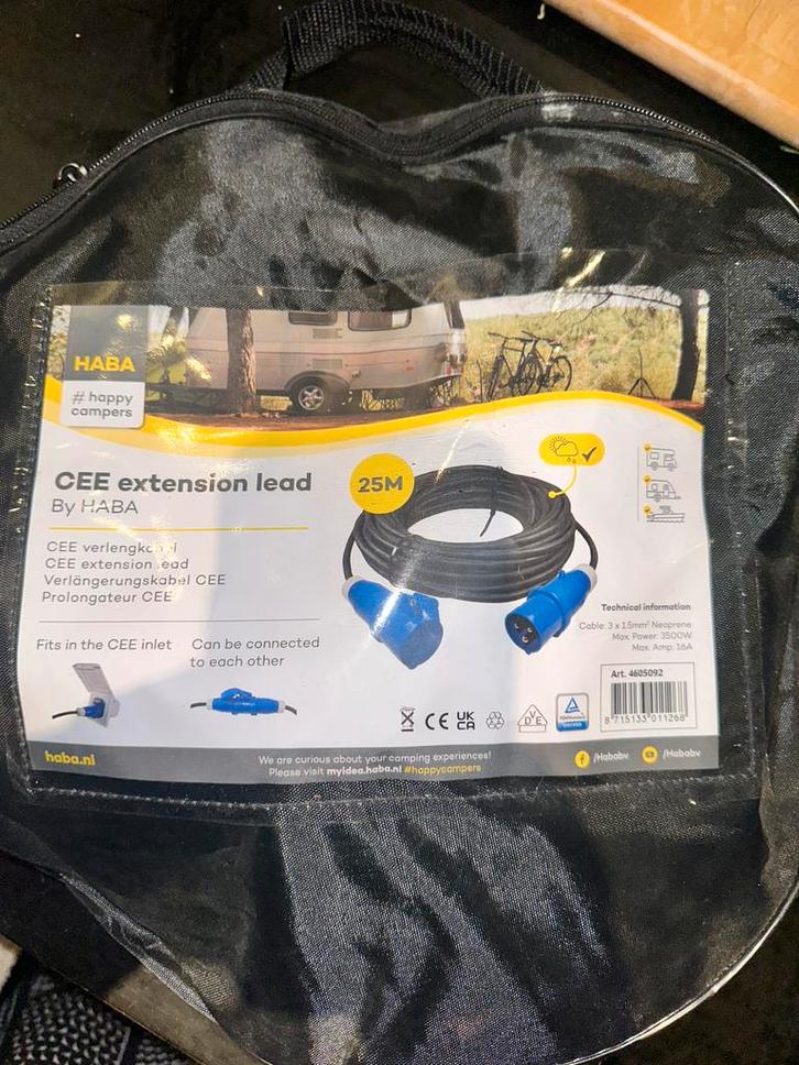 Haba - CEE verlengkabel 25m - nieuw, Caravans en Kamperen, Caravan accessoires, Nieuw, Ophalen of Verzenden