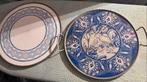 Vintage Wandborden met Metalen Houder - Blauw, Ophalen, Gebruikt, Rond, Metaal