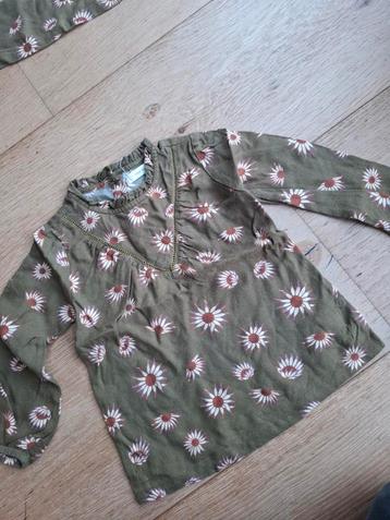Your Wishes Blouse Maat 92 - Groen met Bloemen beschikbaar voor biedingen