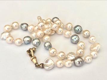 Vintage ketting zoutwater parels Akoya goud beschikbaar voor biedingen