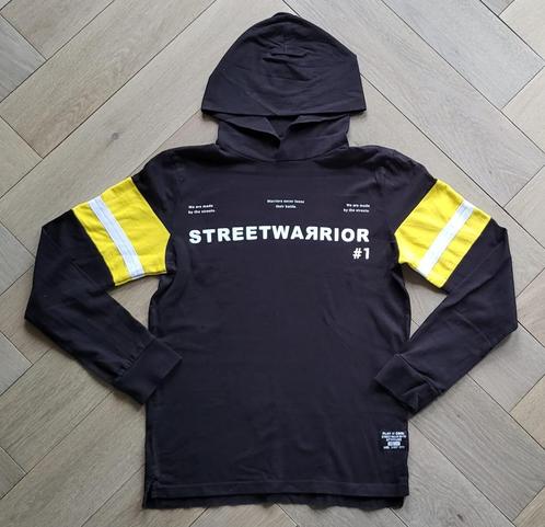 CoolCat longsleeve – zwart met geel, stoere print - maat 158, Kinderen en Baby's, Kinderkleding | Maat 158, Zo goed als nieuw